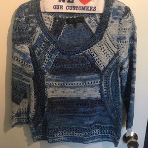 Rag and Bone blue crochet knit top
